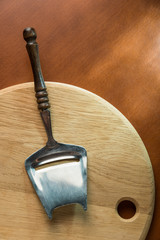 Serving spoon on table