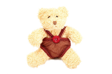 Image of gunny teddy bear in handmade clothes