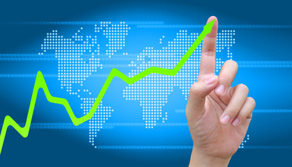 hand pushing a business graph