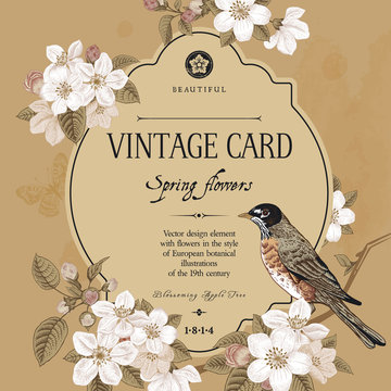 Spring elegant vector vintage card