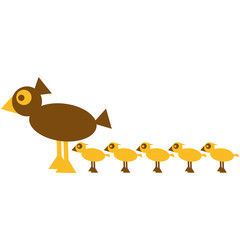 Cute Little Bird Family