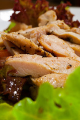 Fresh healthy salad with grilled chicken