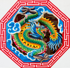 Chinese dragon in octagon window