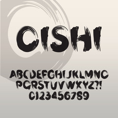 Oishi, Abstract Japanese Brush Font and Numbers, Eps 10 Vector E