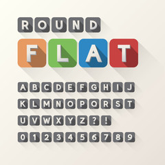 Bold Flat Font and Numbers in Rounded Square, Eps 10 Vector, Edi