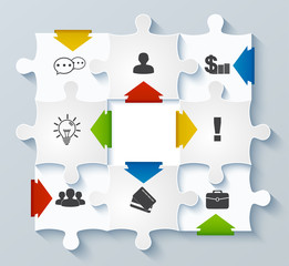 Parts puzzles with icons. Business concept, infographics, web de