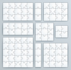 Jigsaw Puzzle Templates. Set of puzzle  pieces - obrazy, fototapety, plakaty