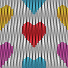 Knitted heart. Valentine day card