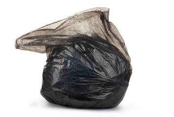 garbage bag with trash isolated on white