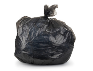 garbage bag with trash isolated on white