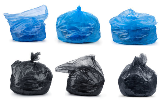 Collection garbage bags isolated on white background
