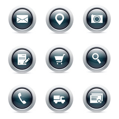 Set of 9 glossy dark business icons