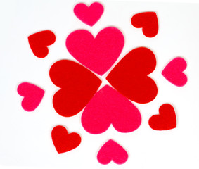 Many colored heart shapes as a flower