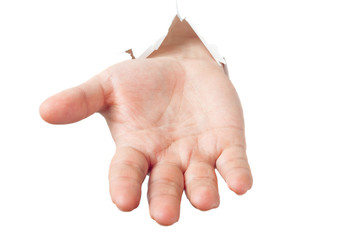 Man stretches out his hand