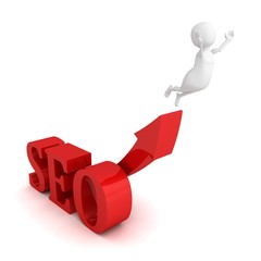 seo success support growing up arrow jump happy 3d man