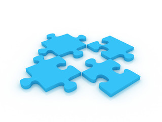 Fototapeta premium 3d blue puzzle with missing piece
