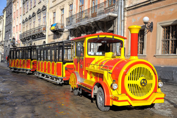 Train for trips to the Rynok Square in the center of Lviv Februa