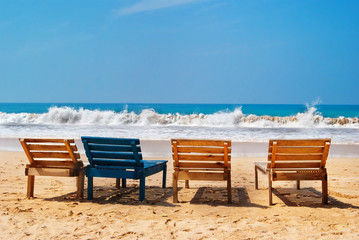 Sea view, chairs on the beach