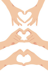 set of Female hands form a heart symbol vector illustration