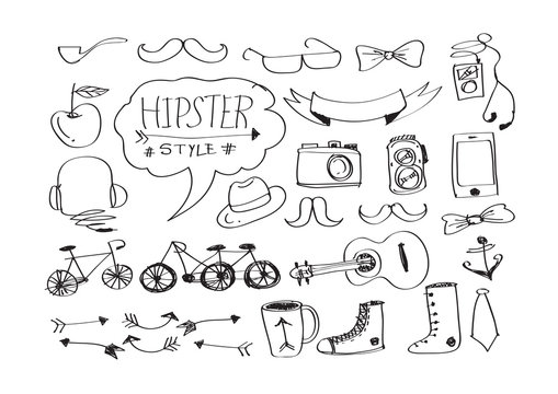 Hipster style infographics elements and icons set