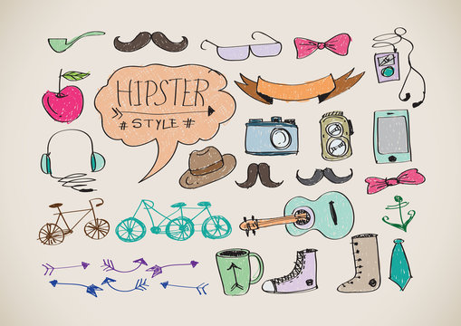 Hipster style infographics elements and icons set