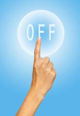 Hand pressing the off icon