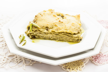 Pie with basil pesto