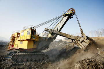 Mine excavator at work