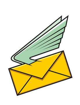 Envelope with wings, symbol of fast delivery