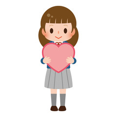 女子学生　ハート
