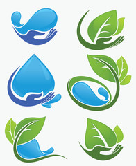 Obraz premium vector collection of leaf and water frames, labels and stickers