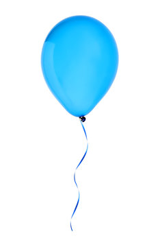 blue happy air flying balloon isolated on white