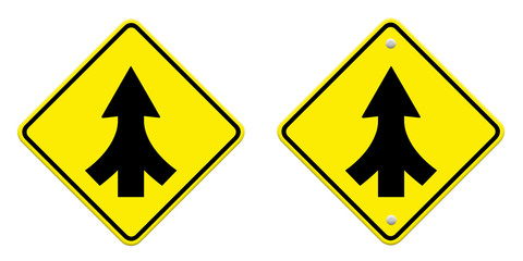 Obraz premium Traffic sign Lanes Merging isolated