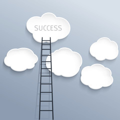 Success concept, clouds with ladder