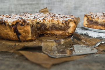 Apple pie on old, rustic, wooden table