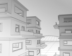 Sketch of private cottages, shown in a plain style.