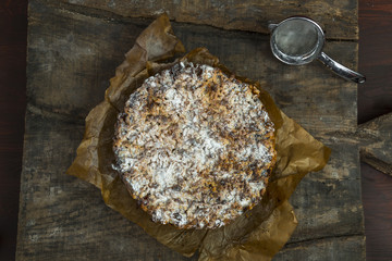 Apple pie on old, rustic, wooden table