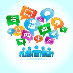 Social media, background of the icons vector