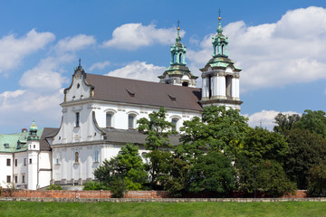 view on skalka church  in old town of  cracow in  poland
