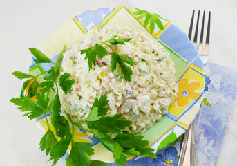 Salad with crab sticks