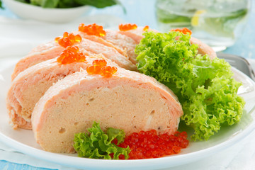 Souffle salmon baked in the oven.