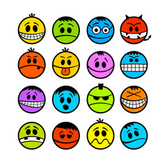 Fototapeta premium Funny colorful vector emoticons.