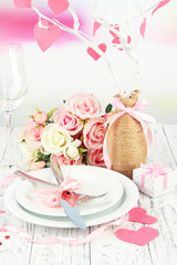 Romantic holiday table setting, close up
