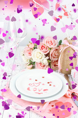 Romantic holiday table setting, close up