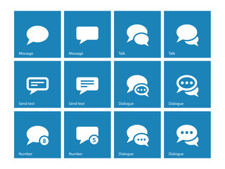 Obraz premium Message bubble icons on blue background.