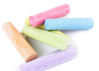 Chalks in variety of colors, isolated on white