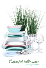 Clean dishes isolated on white