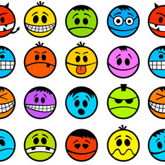 Obraz premium Funny colorful emotions seamless pattern.