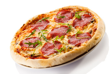 Pizza on white background
