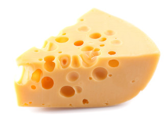 Piece of cheese, isolated on white